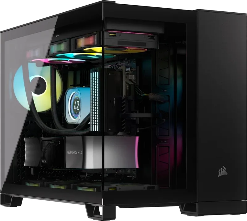 CORSAIR 2500X Zwart - Minitowermodel - Mini-ITX, Micro-ATX - Geen voeding - USB/Audio - Tempered Glass - Zwart van Corsair, Zwart – cover