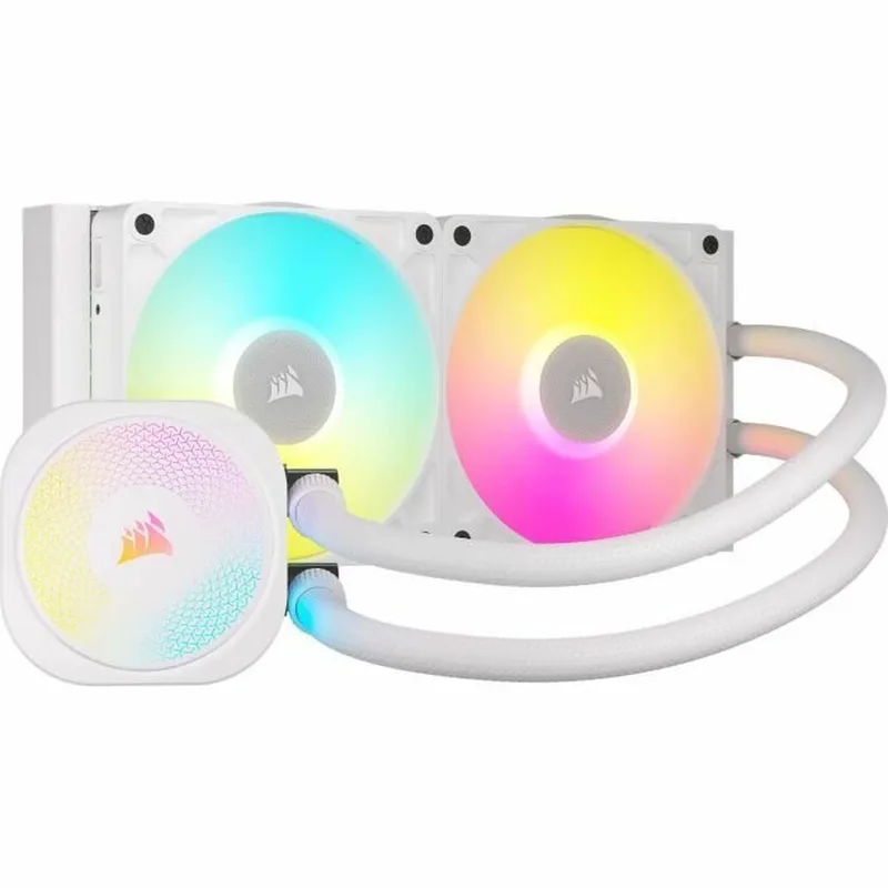 iCUE LINK TITAN 240 RX RGB White - Vloeistofkoelsysteem processor afmeting radiator: 240 mm - voor Intel LGA: 1871, 1700 - AMD AM5, AM4 - 2x iCUE LINK RX120 RGB fans - koper, aluminium by Corsair, White – cover