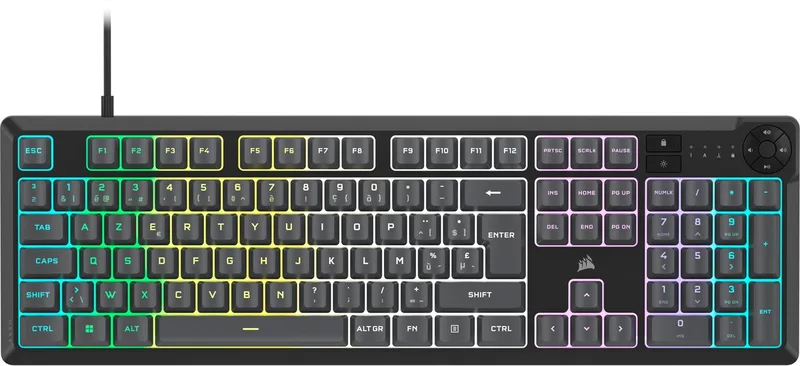 K55 Core - RGB Gaming Toetsenbord - Membraan Toetsen - Rubberen koepel - BE AZERTY de Corsair, Gris, BE – jaquette