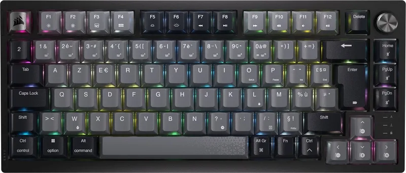 K65 Plus Draadloos Mechanisch Toetsenbord 65% - RGB – Corsair MLX Red Lineair – FR Azerty - Zwart/Grijs by Corsair, Black, FR – cover