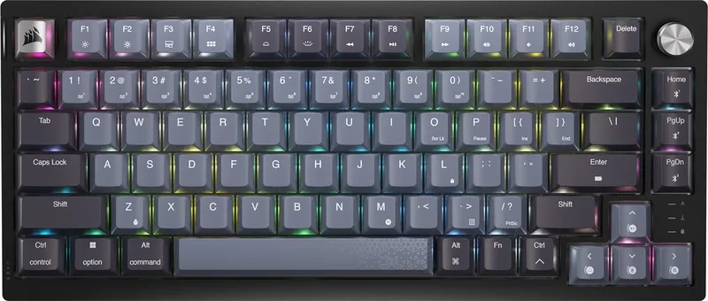 K65 Plus Draadloos Mechanisch Toetsenbord 75% - RGB – Corsair MLX Red Lineair – US Qwerty by Corsair, Black, Grey, US – cover