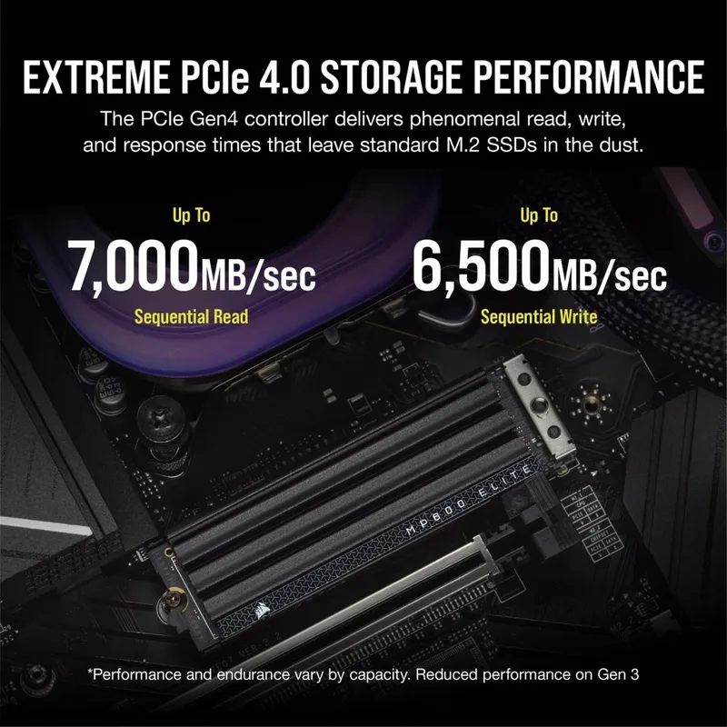 MP600 ELITE 2TB with Heatsink - SSD - M.2 2280 - PCI Express 4.0 x4 - NVMe 1.4 - 2 TB - 3D TLC NAND - zwart van Corsair – cover