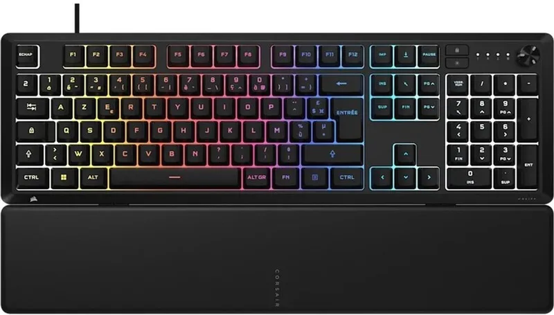 SKIFF 100 Wired Membrane Gaming Keyboard - Azerty - 10-Zoned - RGB LED by Corsair, Black, AZERTY – cover