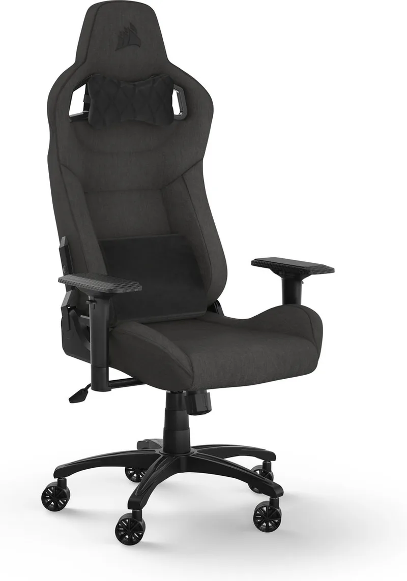 T3 RUSH - Stoffen Gamestoel - Inclusief Nek- en Rugkussen van Corsair, Houtskool – cover