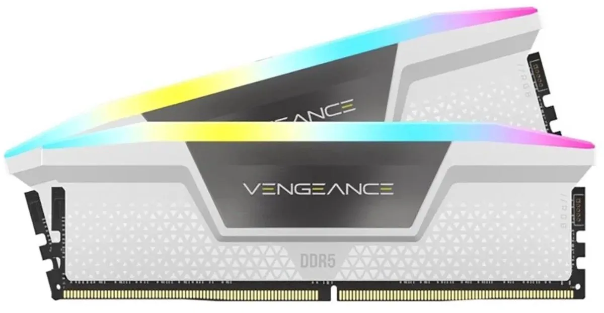 Vengeance RGB - RAM-geheugen - 32GB - DDR5 - 6.000MT/s - 2 x 16GB - Intel XMP - RGB - Wit de Corsair – jaquette