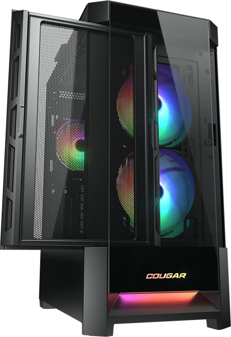 Duoface RGB Midi Tower PC Behuizing met 2 opvallende frontpanelen , ARGB Fans van Cougar, Zwart – cover
