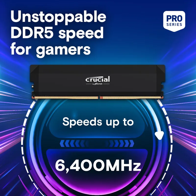 DDR5 PRO RAM-geheugen - Overclocking Edition - 64GB Kit (2 x 32GB) - 6000 MT/s - CL40 - UDIMM - Zwart by Crucial – cover