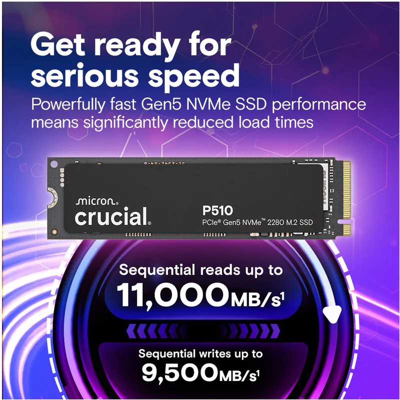 P510 | 2TB NVMe SSD | M.2 | Gen5 | 11.700MB/s Lezen | 9.500MB/s Schrijven van Crucial – cover