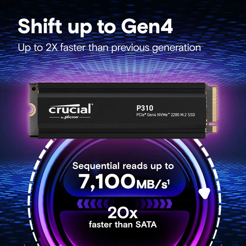 Ssd P310 1Tb M.2 Pcie 4.0 Nvme 2280 Met Radiator (Naar De Vs) van Crucial, Transparant – cover