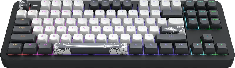 ALU Bushido 75% Mechanisch Gaming Toetsenbord - Aluminiumlegering - RGB-verlichting- Hot Swap - Toetsenborden- 82 Keys - ANSI fra Dark Project, Sort, Hvid, US – cover