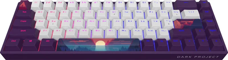 Dark Project - 68 Sunrise - Mechanisch Bedraad Toetsenbord - G3MS RGB (ENG/UA) (ANSI) van Dark Project, Wit, Paars – cover