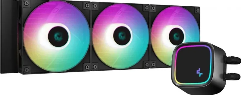LE720 - Vloeistofkoelsysteem processor - afmeting radiator: 360 mm - (voor Intel LGA 1700, 1200, 115x - AMD AM5, AM4) - 3x 120 mm PMW RGB Fans - aluminium - 4-pins PMW van DeepCool, Zwart – cover