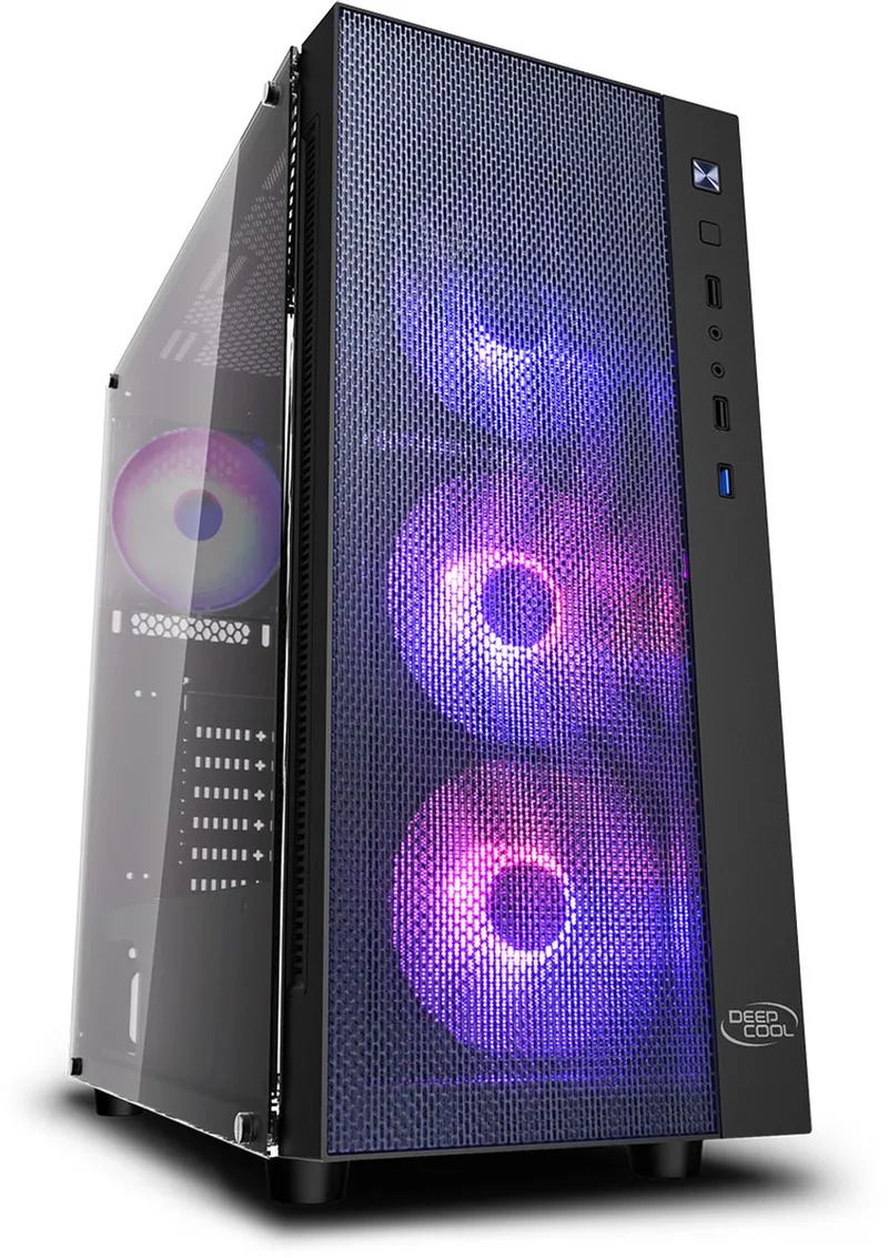 MATREXX 55 MESH ADD-RGB 4F - Midi Tower Behuizing - Gehard Glas - Inclusief 4x ARGB Fans - Mesh Front - Zwart by DeepCool, Black – cover