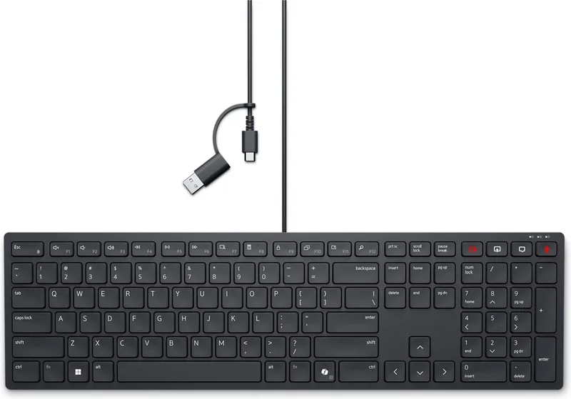 Wired Collaboration Keyboard KB525C - Toetsenbord USB, USB-C - VS internationaal - met 3 jaar Advanced Exchange Service by Dell, Black, US – cover