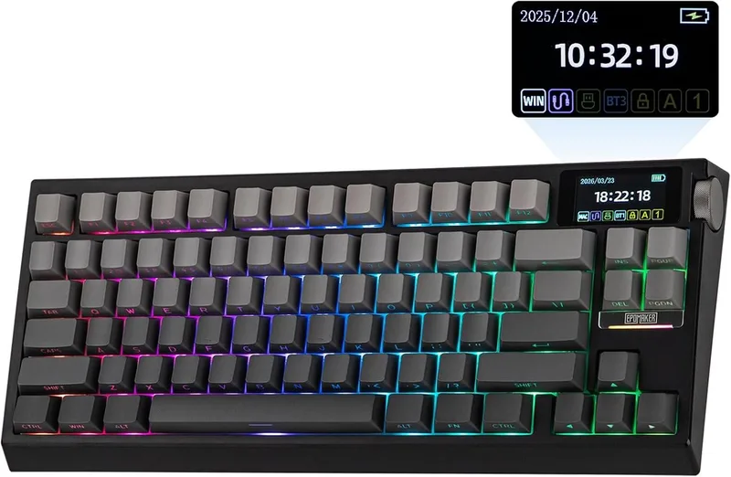 G84 Pro - Mechanisch Draadloos Toetsenbord - RGB - 80% - Qwerty - Gaming Keyboard - Transparent Switch van EPOMAKER, Grijs, US – cover