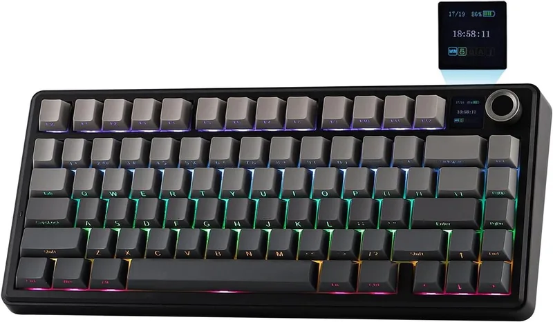 x AULA F75 MAX - Zwart/Grijs - Mechanisch Draadloos Toetsenbord - RGB - 75% - QWERTY - Gaming Keyboard - Leobog Reaper Switch by EPOMAKER, Black, US – cover
