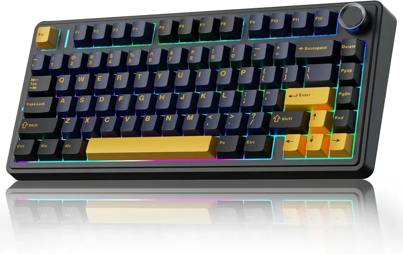 x AULA F75 - Mechanisch Draadloos Toetsenbord - 75% - QWERTY - Gaming Keyboard - Reaper Switch van EPOMAKER, Zwart, US – cover