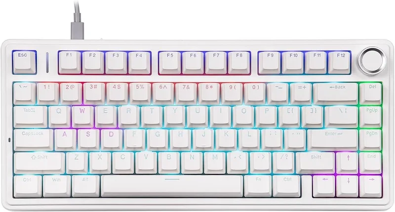x AULA F75 - Mechanisch Toetsenbord - Wired - RGB - 75% - QWERTY - Gaming Keyboard - Red Switch van EPOMAKER, Wit, US – cover