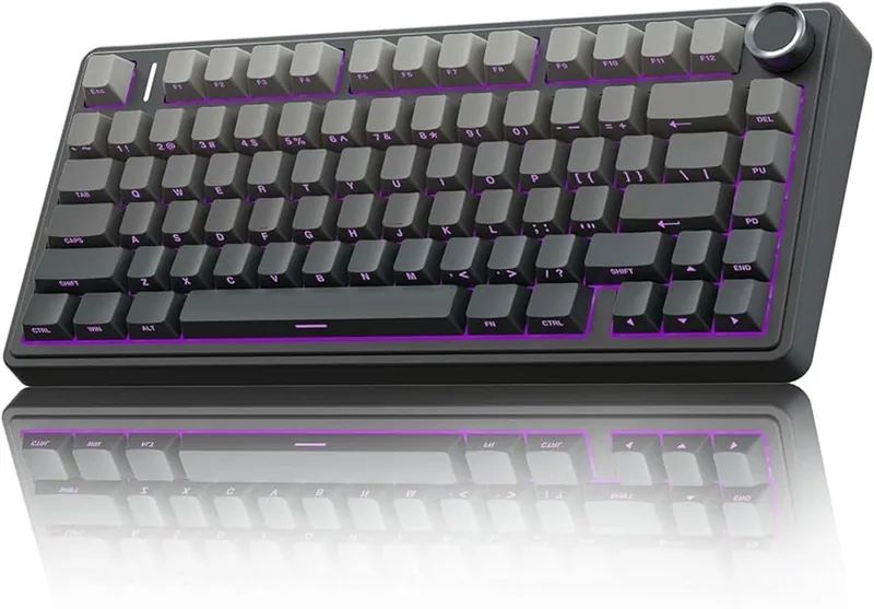 x AULA F75 - Zwart/Grijs - Mechanisch Draadloos Toetsenbord - RGB - 75% - QWERTY - Gaming Keyboard - Reaper Switch van EPOMAKER, Zwart, US – cover