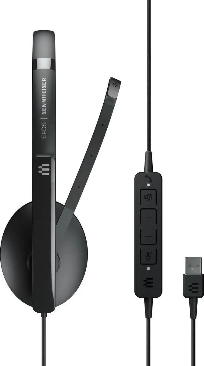On Ear headset Telefoon Kabel Stereo Noise Cancelling Volumeregeling, Microfoon uitschakelbaar (mute) van EPOS, Zwart – cover