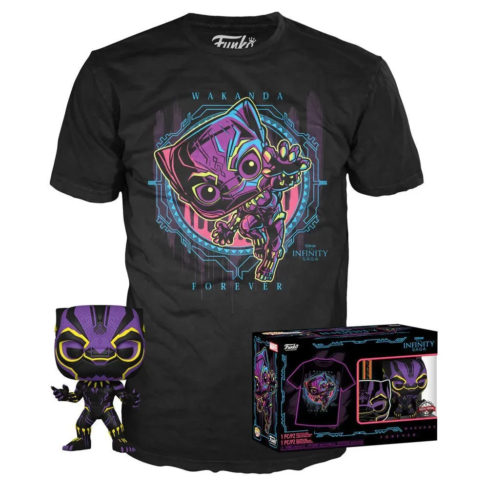 Et T-shirt Et Figurine Exclusive Wakanda Forever Black Panther Marvel de Funko – jaquette