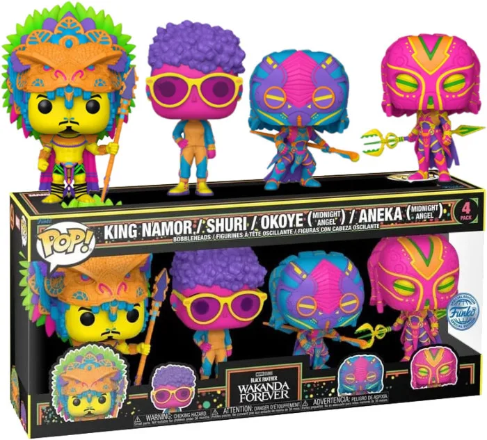 Black Panther: Wakanda Forever Funko Vinyl 4-Pack: King Namor / Shuri / Okoye (Midnight Angel) / Aneka (Midnight Angel) (Blackli by Funko – cover