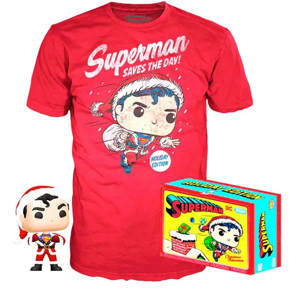 Dc Comics Superman Og Eksklusiv Kortærmet T-shirt Med Flock-tryk fra Funko – cover