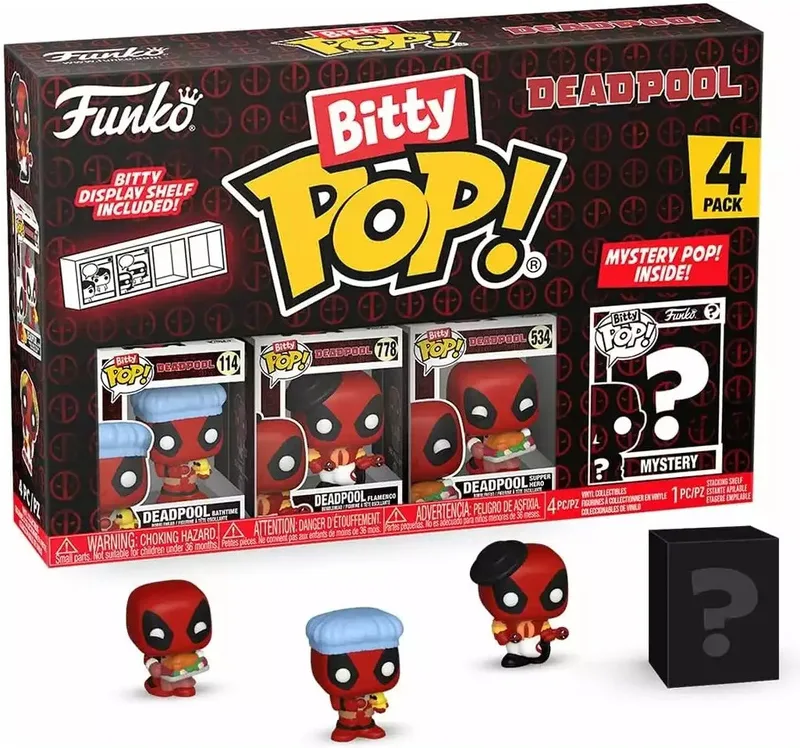 Deadpool Funko Bitty Pop! 4-Pack: Deadpool Bathtime / Deadpool Flamenco / Deadpool Supper Hero de Funko – jaquette 1 sur 2