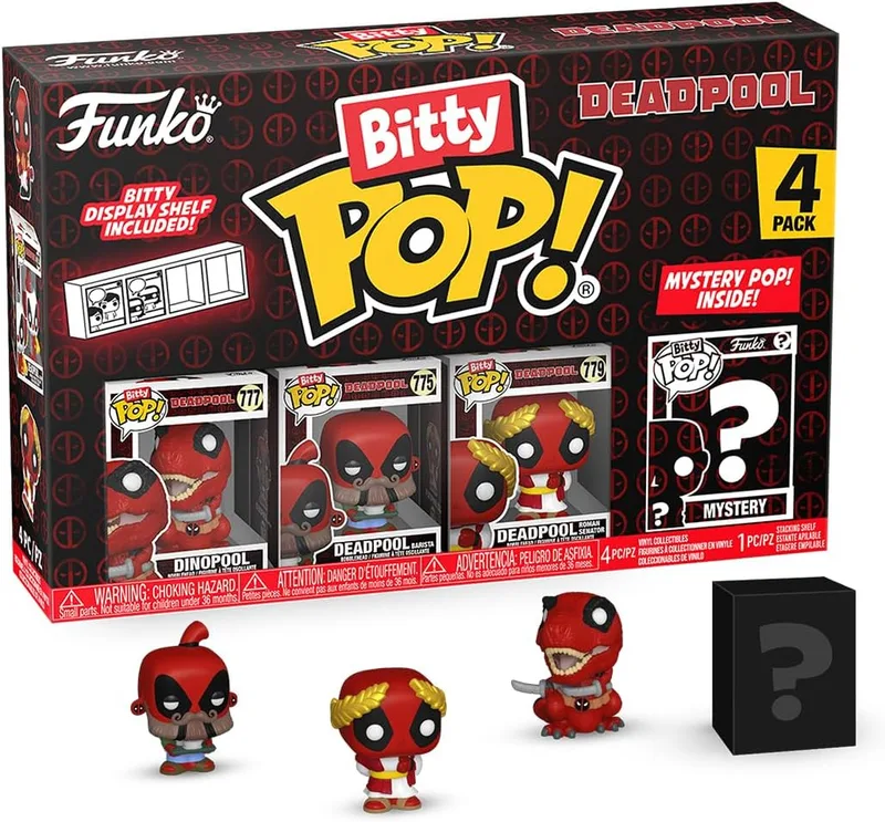 Deadpool Funko Bitty Pop! 4-Pack: Dinopool / Deadpool (Barista) / Deadpool (Roman Senator) / Chase Figure by Funko – cover 1 of 2