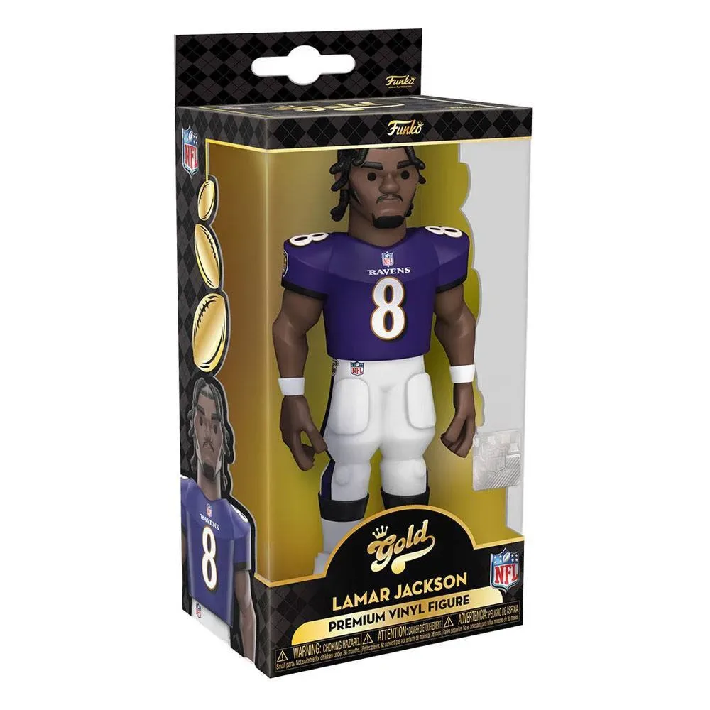 Gold Ravens Lamar Jackson Minifiguur 2 Modellen Willekeurige Verzending Geassorteerd 13 Cm från Funko – omslag