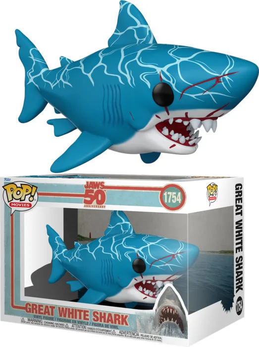 Jaws (50th Anniversary) Funko Pop Vinyl: Great White Shark (Retro)(Super Sized) van Funko – cover