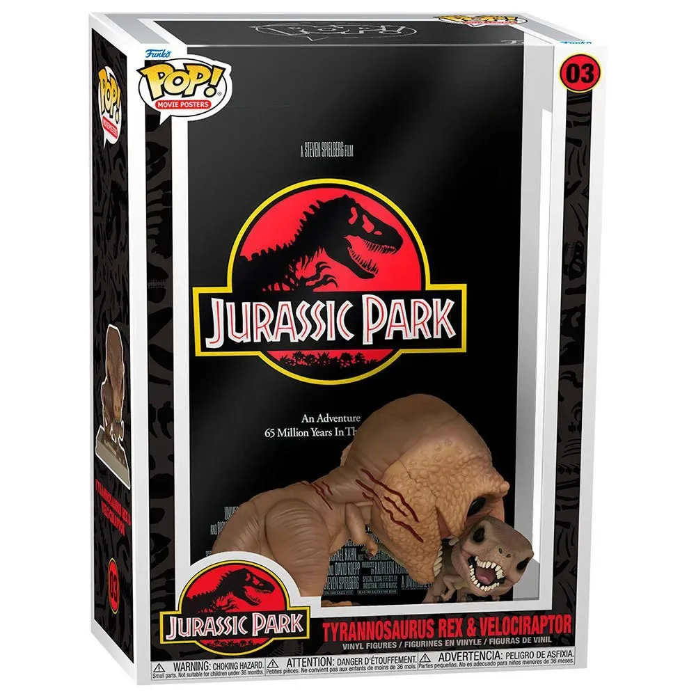 Affiche De Film Et Figurine De Tyrannosaurus Rex Et Vélociraptor Jurassic Park de Funko – jaquette