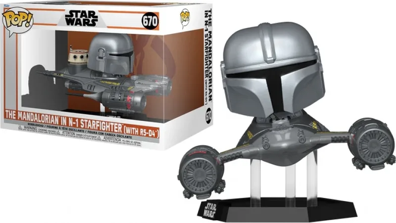 Star Wars Funko Pop Vinyl: The Mandalorian in N-1 Starfighter with R5-D4 de Funko – jaquette 1 sur 2