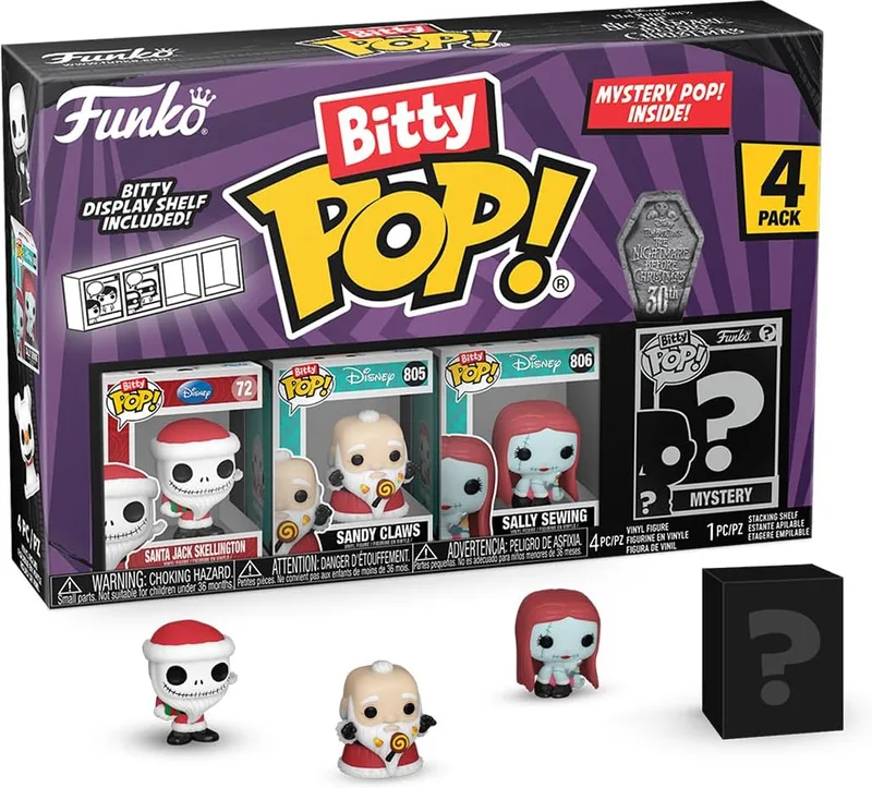 The Nightmare Before Christmas 30th Anniversary Funko Bitty Pop! 4-Pack: Santa Jack Skellington / Sandy Claws / Sally Sewing by Funko – cover 1 of 4