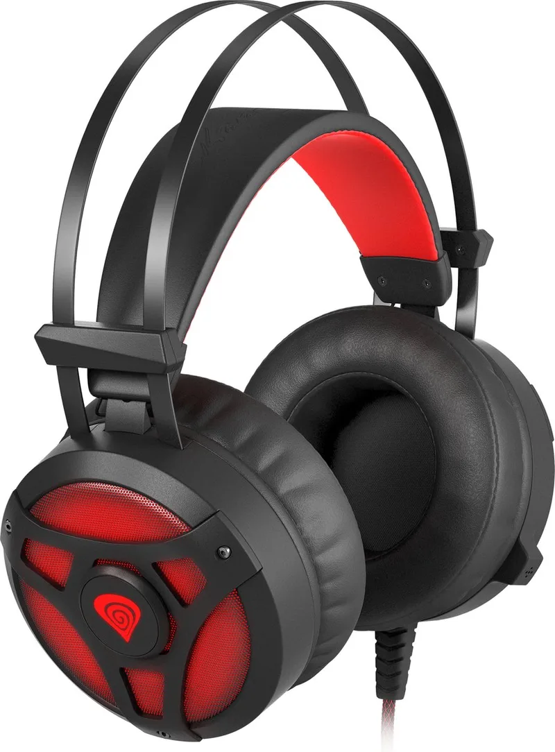 Headphones with Microphone Genesis NEON 360 Red Black by Genesis, Red – cover