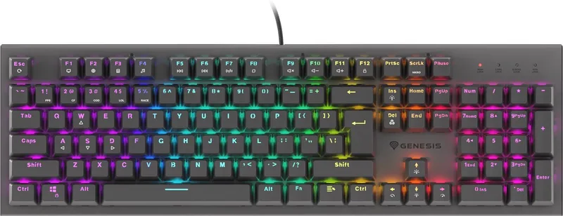 NKG-1877 THOR 303 - Gaming Toetsenbord - US LAYOUT - RGB - Red Switches by Genesis, Black, US – cover