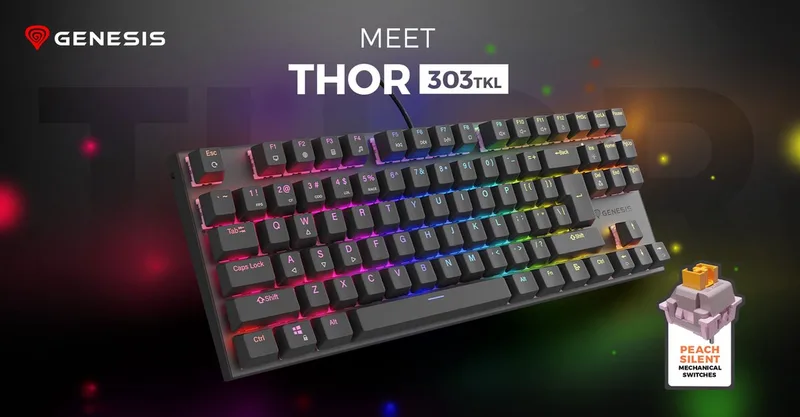 NKG-1881 - THOR 303 - Gaming toetsenbord - Hot Swap - Mechanisch - Stille versie - Functioneel en duurzaam - Ga tot het hoogste niveau van Genesis, Zwart – cover