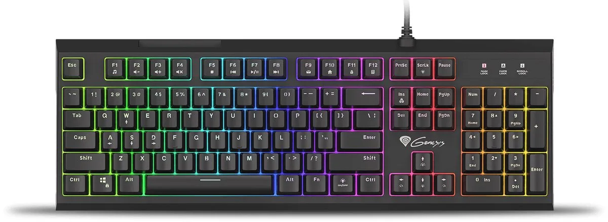 Thor 210 RGB Gaming Keyboard met Hybride mechanische toetsen från Genesis, Svart – omslag