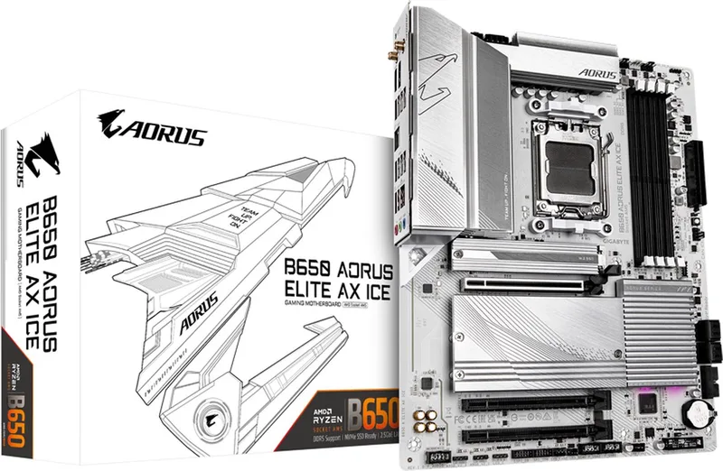 AORUS B650 AORUS ELITE AX ICE - Moederbord ATX - AM5 Socket - AMD B650 – Bluetooth 5.2 - Realtek RTL8852CE - Realtek ALC897 - Wi-Fi 6E van Gigabyte – cover