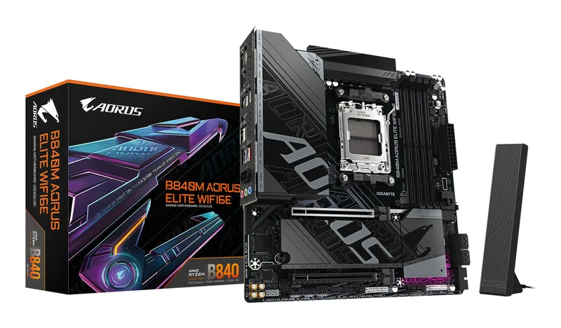B840M AORUS ELITE WIFI6E AMD B840 Socket AM5 micro ATX de Gigabyte – jaquette