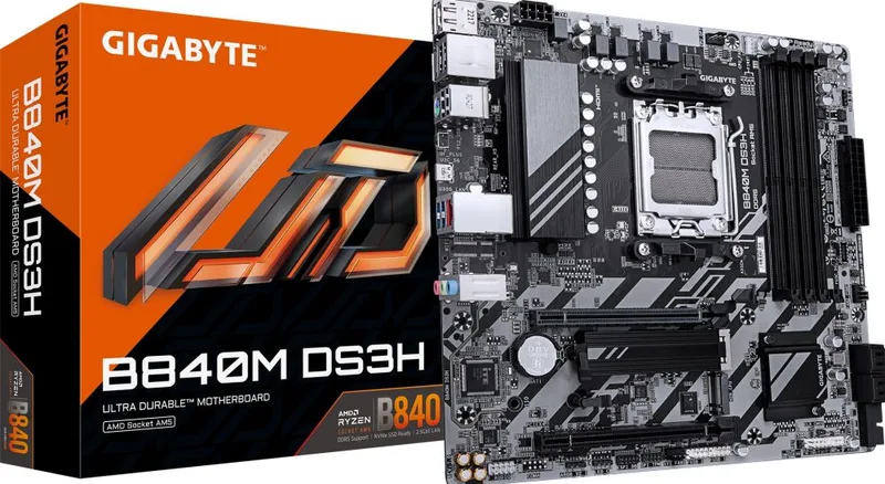 B840M DS3H (B840,AM5,mATX,DDR5) de Gigabyte – jaquette