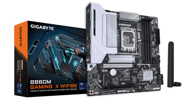 B860M GAMING X WIFI6E moederbord Intel B860 LGA 1851 (Socket V1) micro ATX de Gigabyte – jaquette