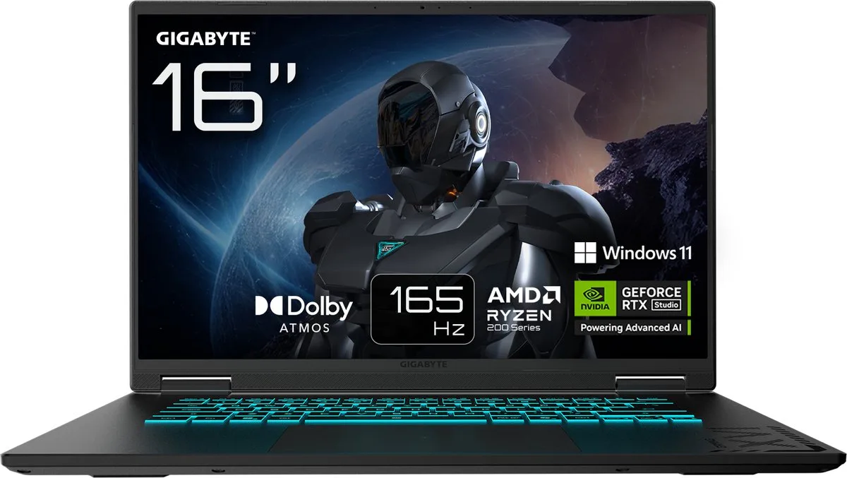GAMING A16 3VHK3EE894SH - Gaming Laptop - 16 inch - RTX 5060 - Ryzen 7 - 16GB/1TB by Gigabyte, Black – cover