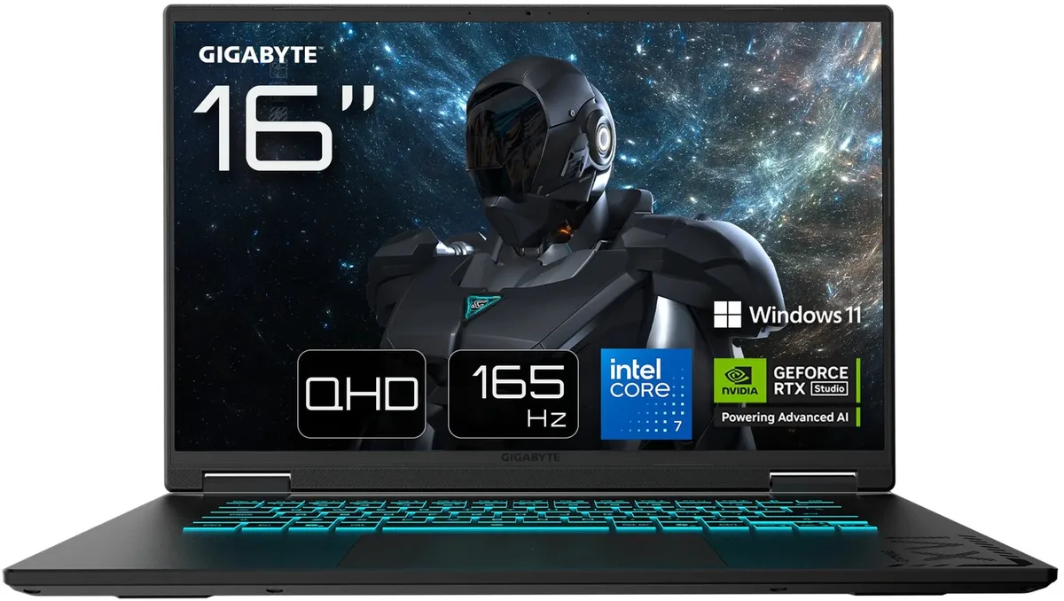 GAMING A16 PRO DXHG4EECC4SH - Gaming Laptop - 16 inch - RTX 5070 Ti - Core 7 - 32GB/1TB - 165 Hz de Gigabyte, Noir – jaquette