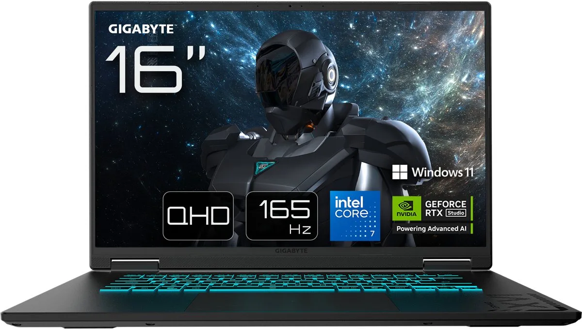 GAMING A16 PRO DYHG5EECC4SH - Gaming Laptop - 16 inch - RTX 5080 - Core 7 - 32GB/1TB - 165Hz de Gigabyte, Noir – jaquette