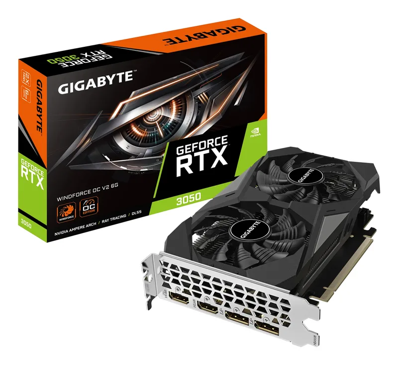 GeForce RTX 3050 WINDFORCE OC V2 6G NVIDIA 6 GB GDDR6 de Gigabyte – jaquette