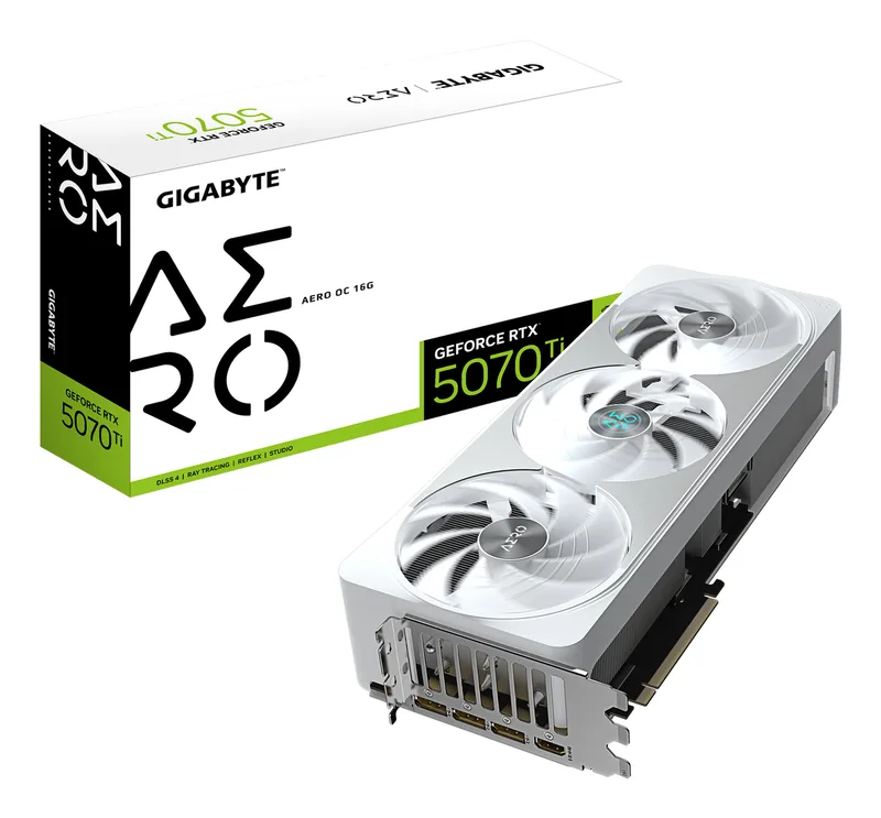GeForce RTX 5070 Ti AERO OC 16G NVIDIA 16 GB GDDR7 de Gigabyte – jaquette