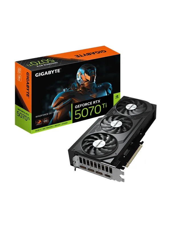 GeForce RTX 5070 Ti WindForce 3 OC V2 - 16GB GDDR7 RAM - Grafische kaarten by Gigabyte, Black – cover