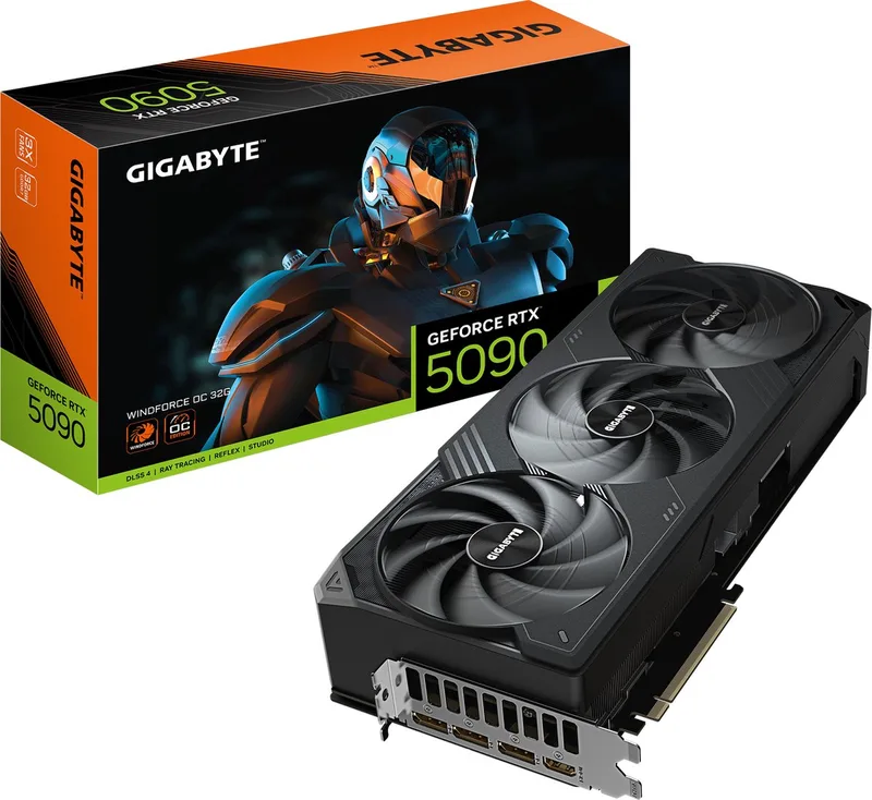 GeForce RTX 5090 WINDFORCE OC 32G NVIDIA 32 GB GDDR7 by Gigabyte, Black – cover