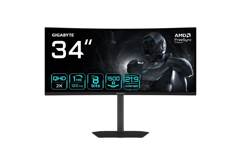 GS34WQCA Curved-Gaming-Monitor (86,4 cm/34 ", 3440 x 1440 px, WQHD, 1 ms Reaktionszeit, 120 Hz, VA LED, neig-,schwenk-, höhenverstellbar) de Gigabyte – jaquette